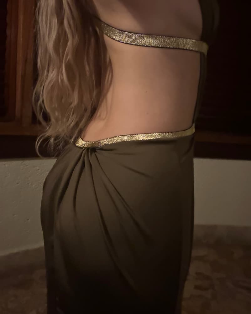 Backless Dress Olive Color - Image 2
