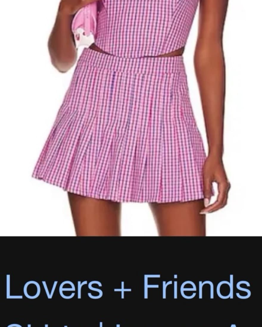 Pink Plaid Pleated Skirt - Image 1