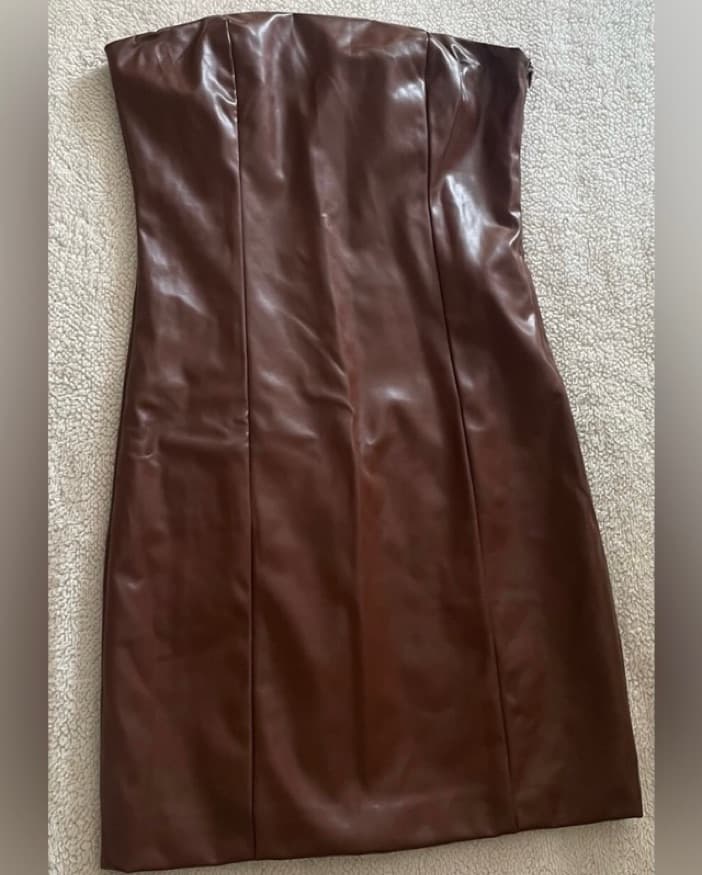 Faux Leather Mini Dress - Image 2
