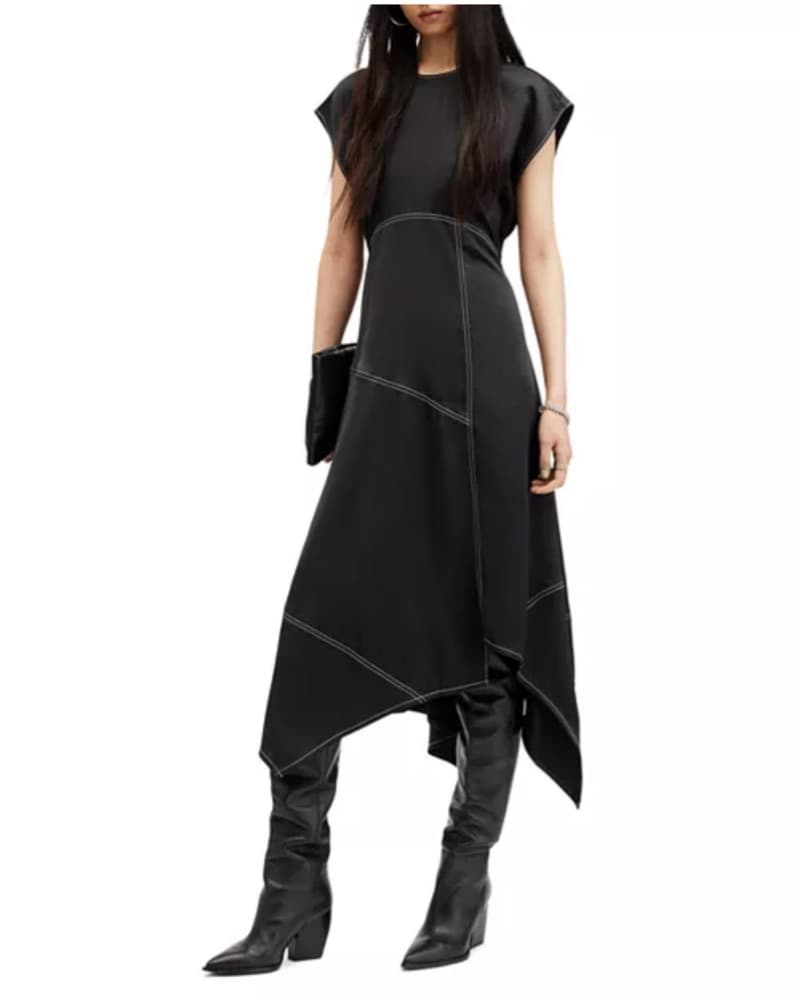 All Saints Black Midi Dress - Image 1