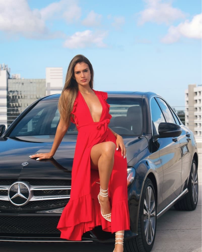 Alluring Red Ruffle Wrap Dress - Image 3