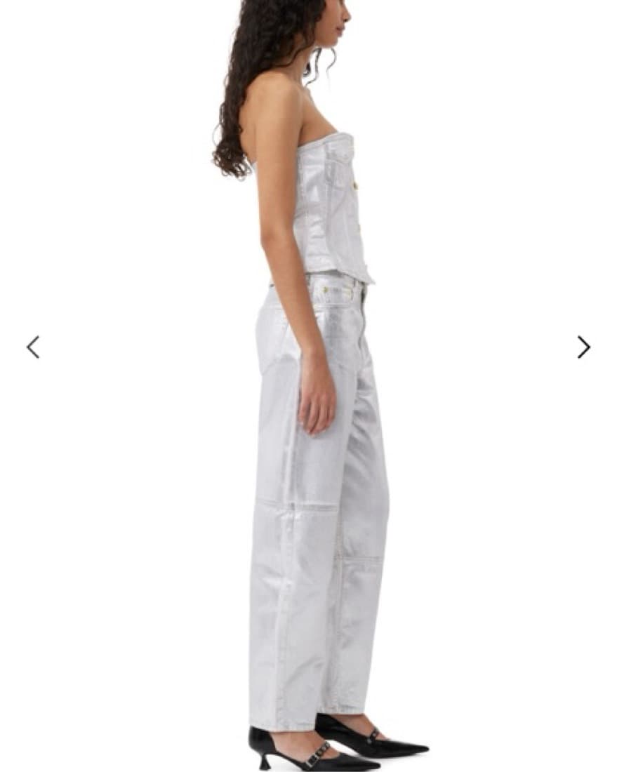 Ganni Silver Foil Stary Jeans - Image 3