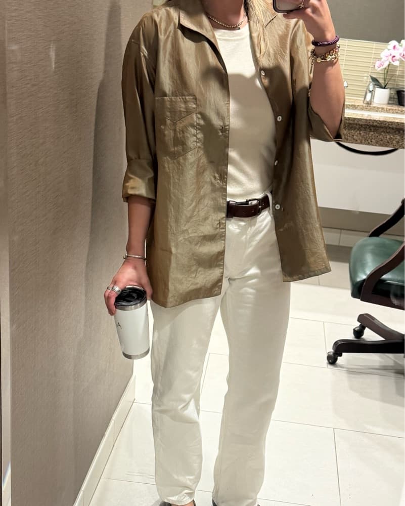 Post Overalls Metallic Button Down - Image 5