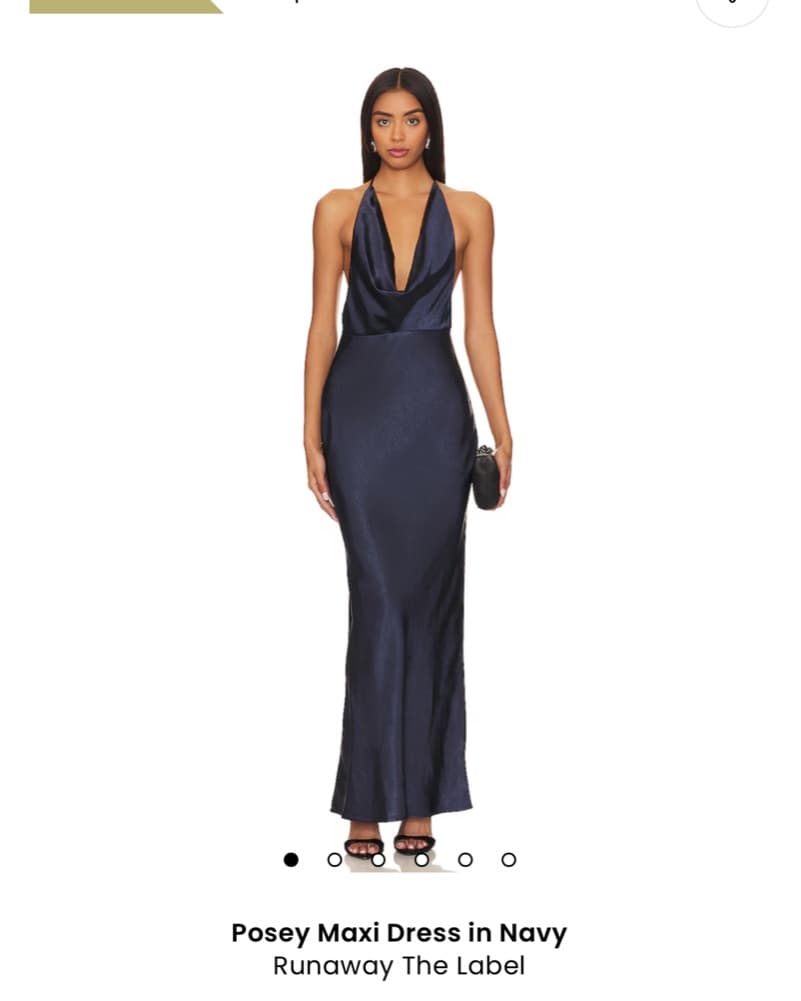 Chic Navy Satin Maxi Dress - Image 1