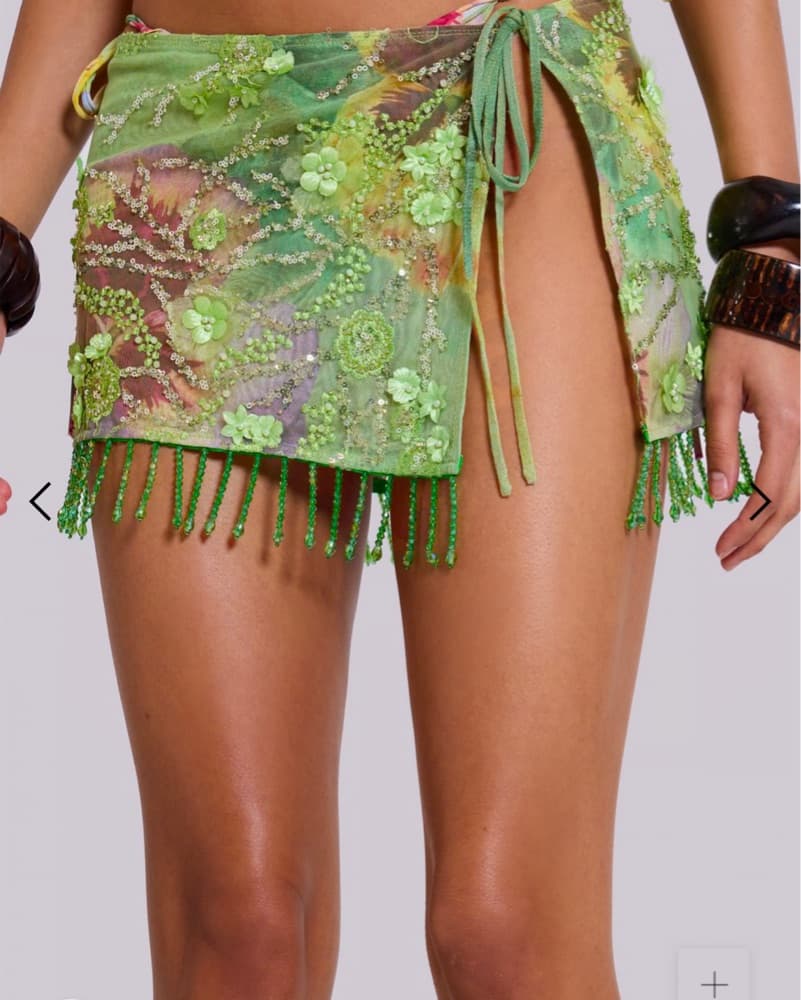 Melona Embellished Wrap Mini Skirt - Image 3