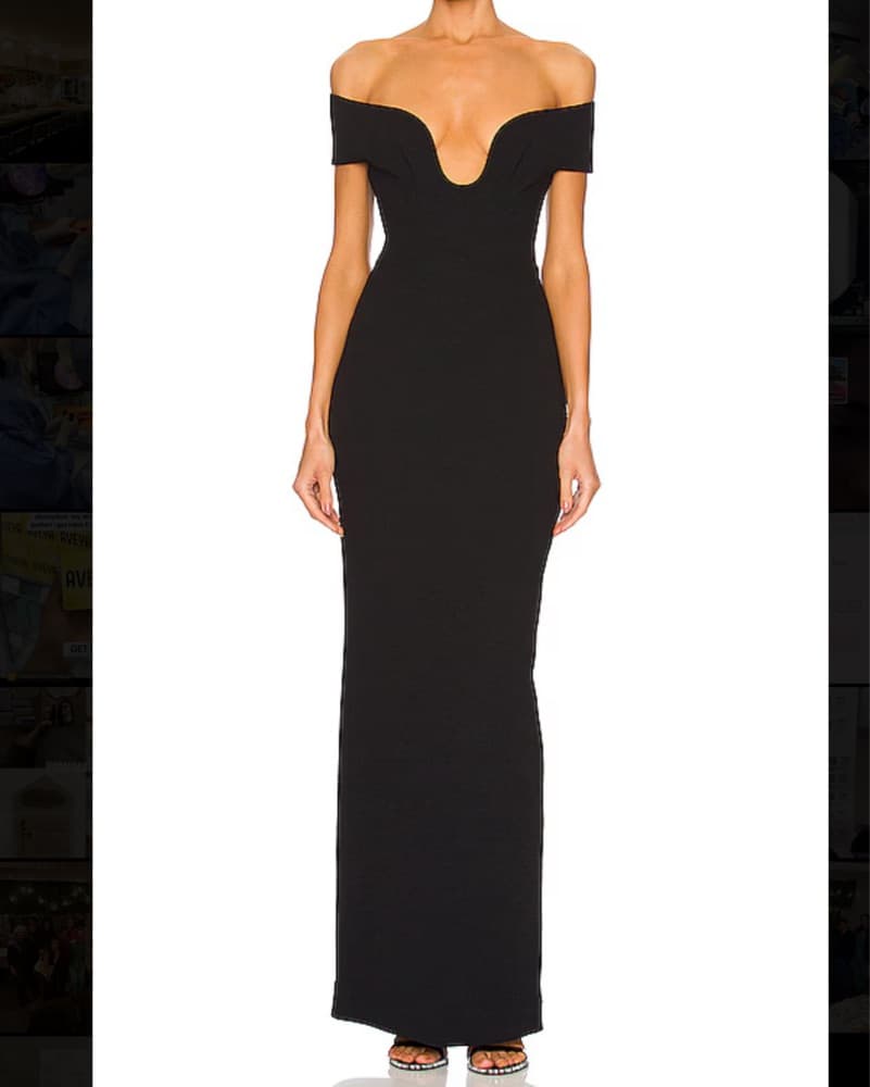 SOLANCE London Off-Shoulder Black Gown - Image 1