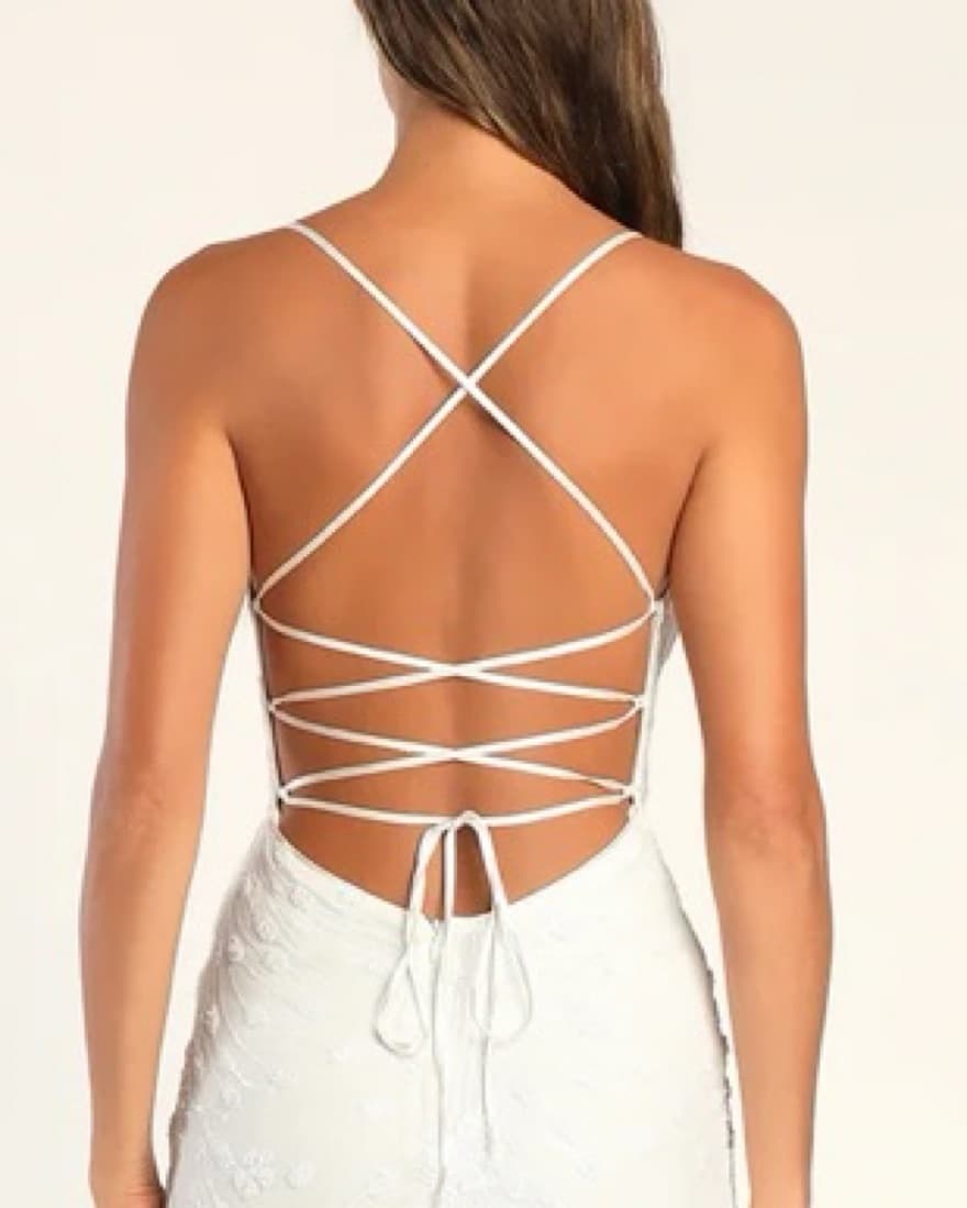 LuLu's White Sequin Straping Back Gown - Image 3