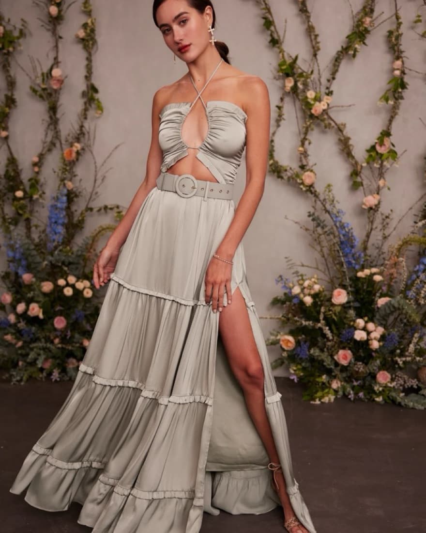Sage Green V Chapman Penelope Dress - Image 1