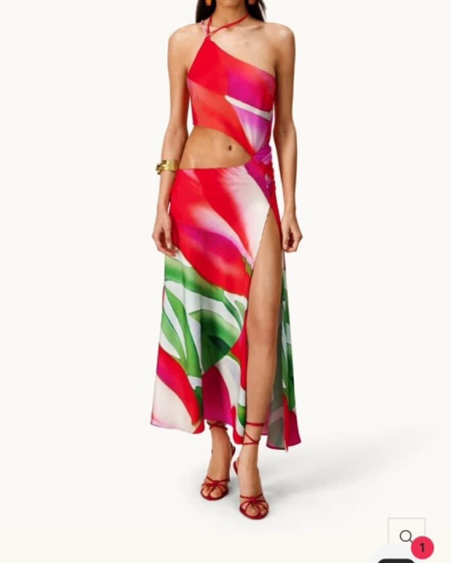 Vibrant Tropical Halter Maxi Dress - Image 1