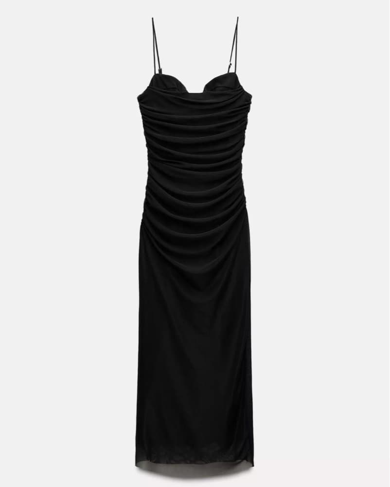 Zara Black Tulle Midi Dress - Image 2