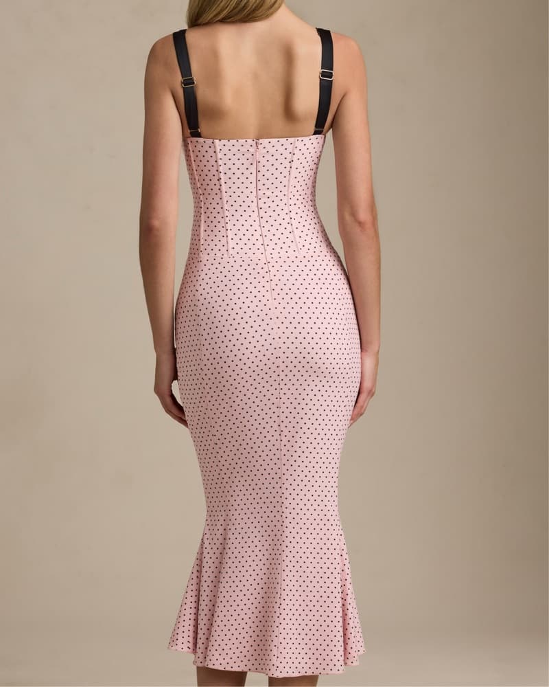 Pinl Polka Dot Midi Dress - Image 3