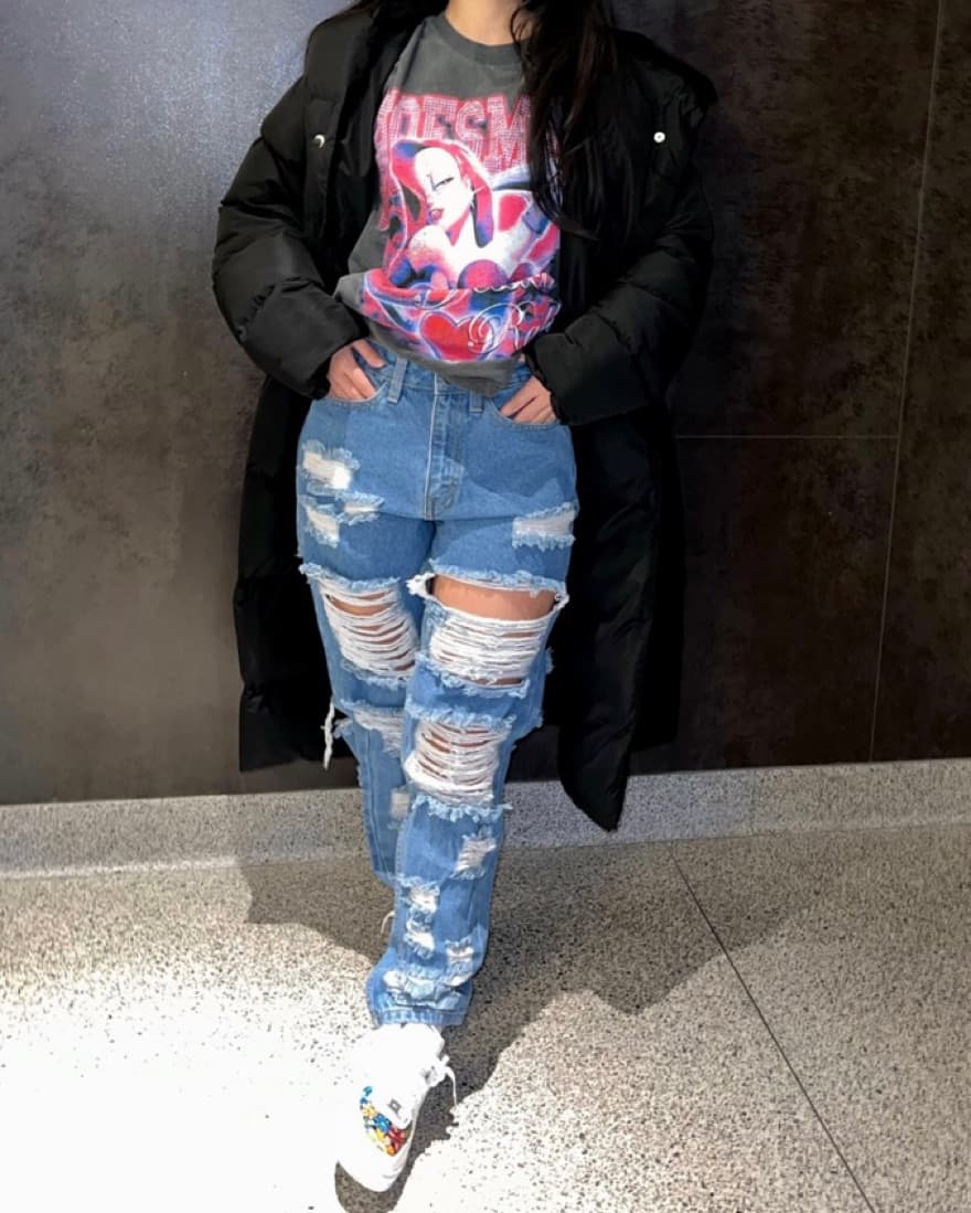 Distressed Boyfriend Jeans  - Image 1