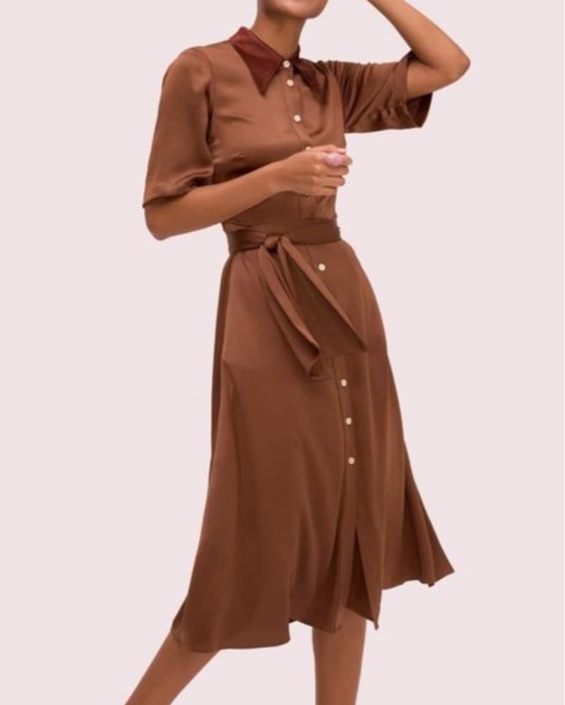 Kate Spade Satin Smocked Shirtdress - Image 1