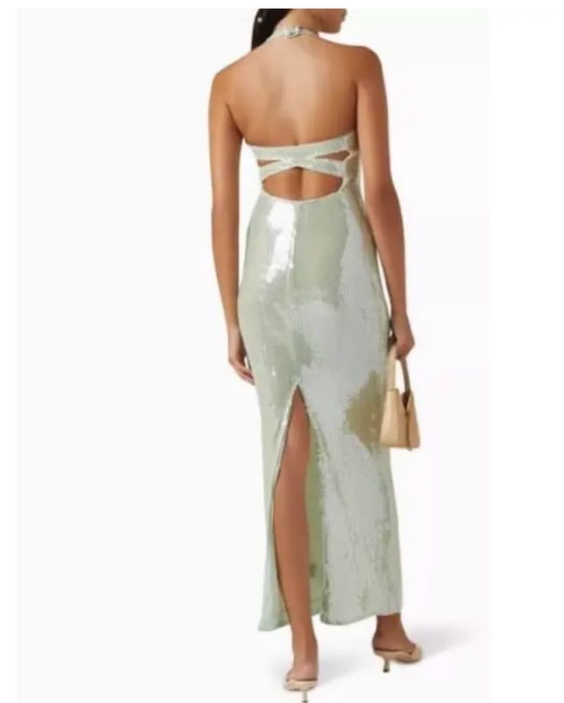 Reformation Elowyn Sequin Dress Sea Foam - Image 2