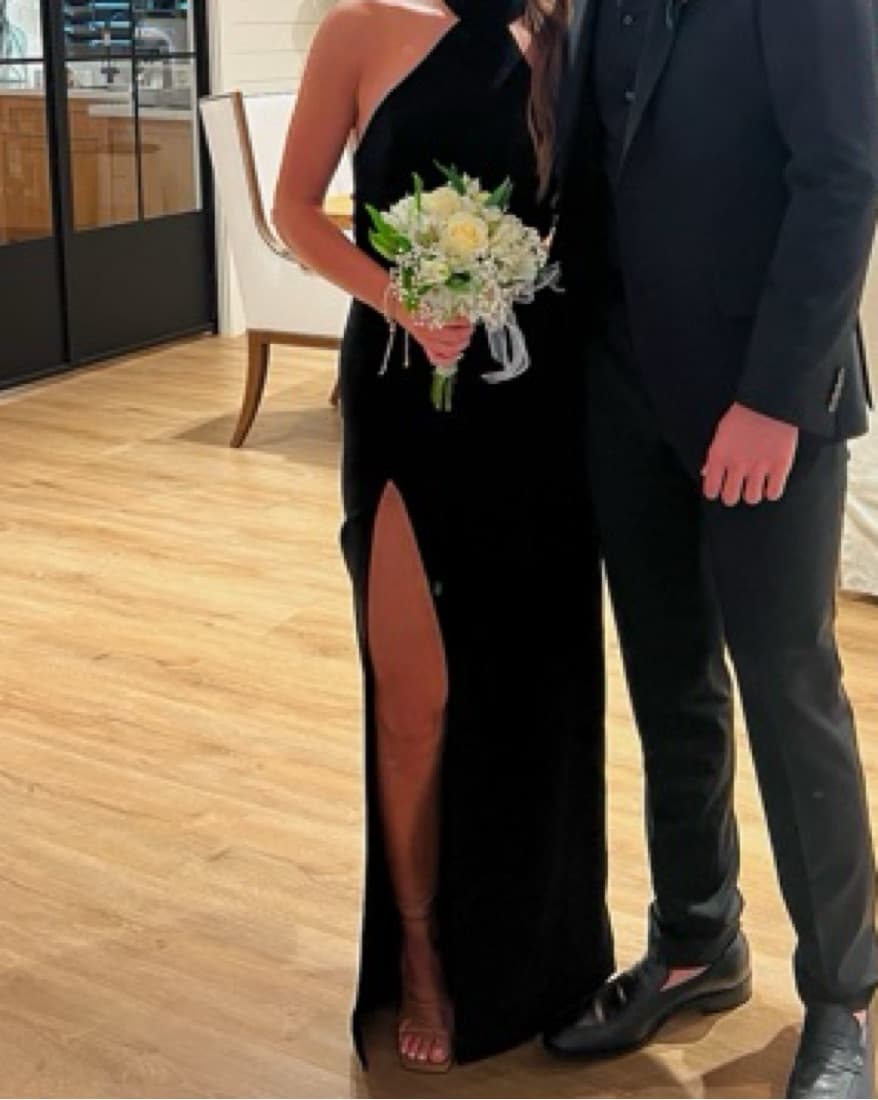 High Neck Formal Black Maxi Dress - Image 1