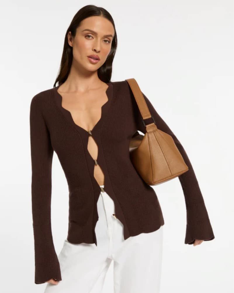 Cut Out Knit Cardigan Sweater  - Image 2