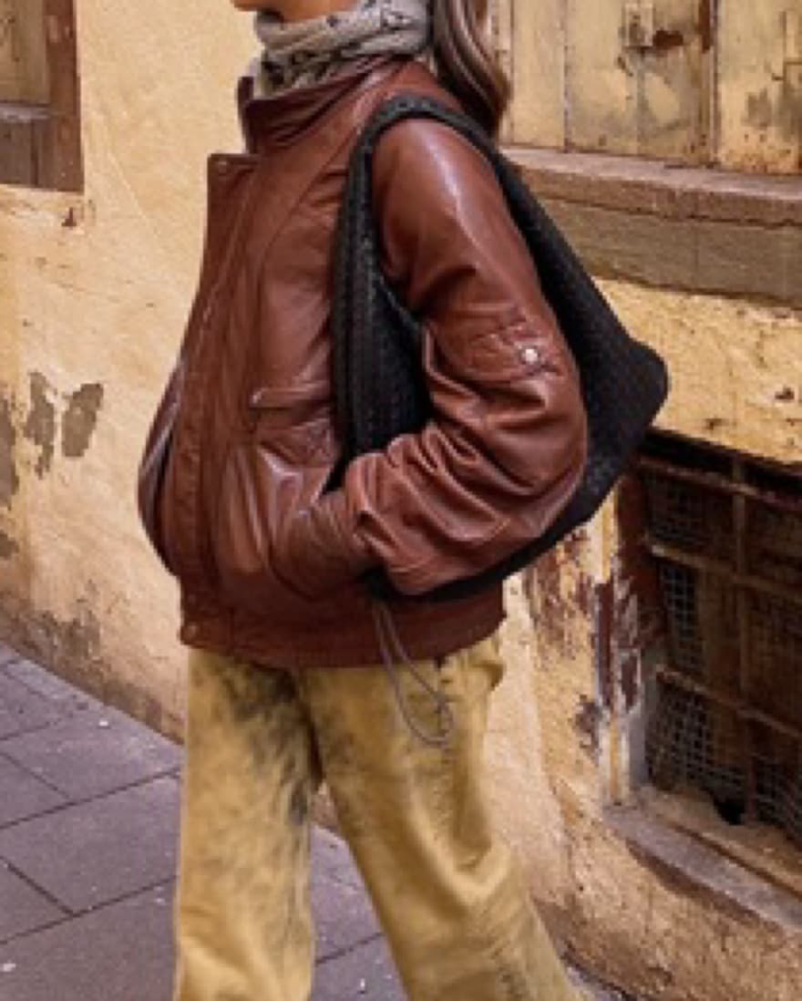 Vintage Brown Leather Jacket Bomber - Image 3