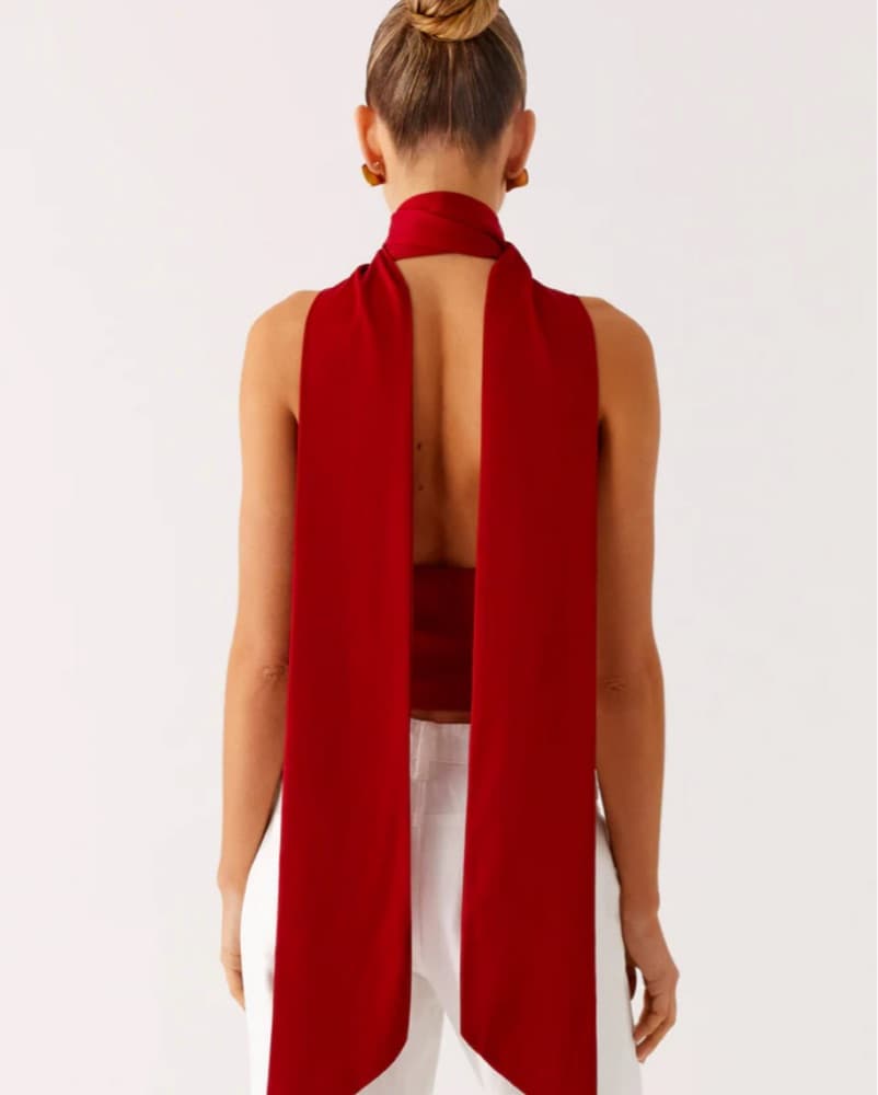 Vibrant Red Halter  Top - Image 3