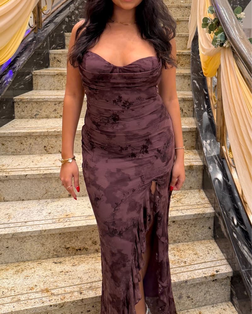 Miley Mesh Maxi Dress Plum - Image 3