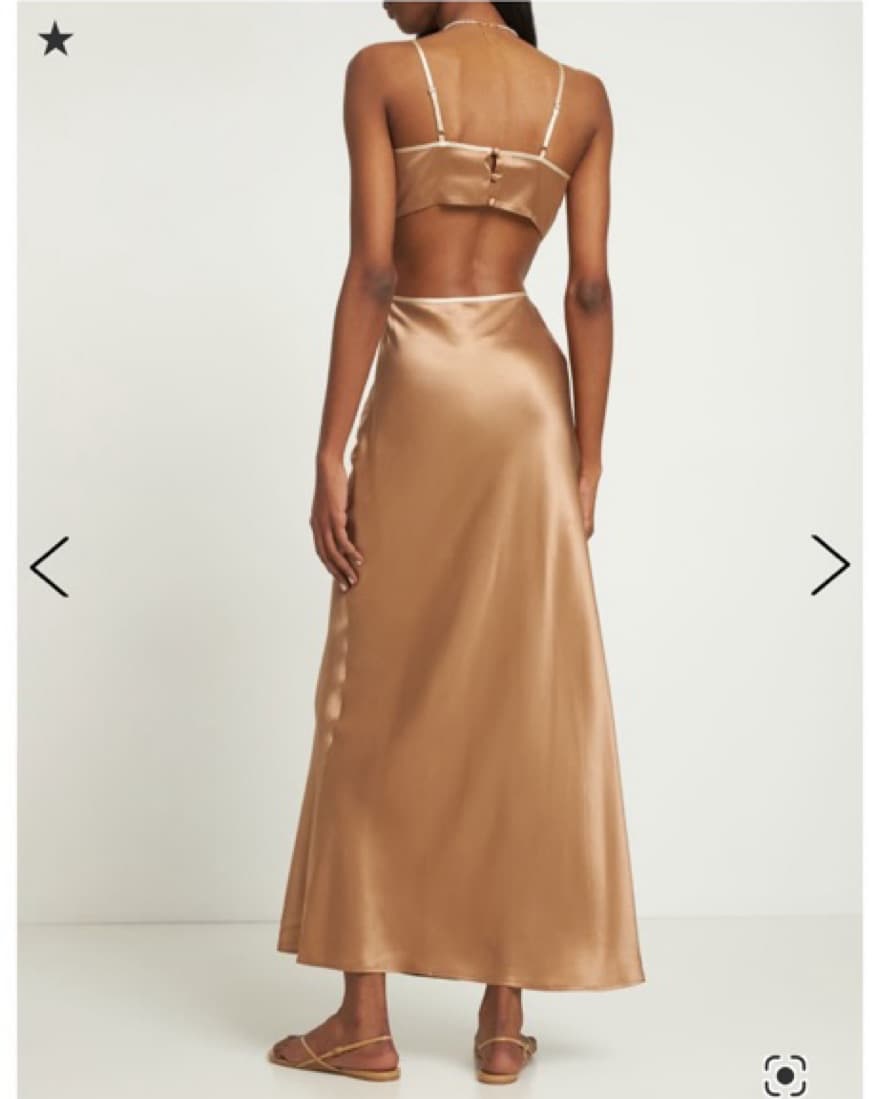 Reformation Beige Silk Cutout Dress - Image 2