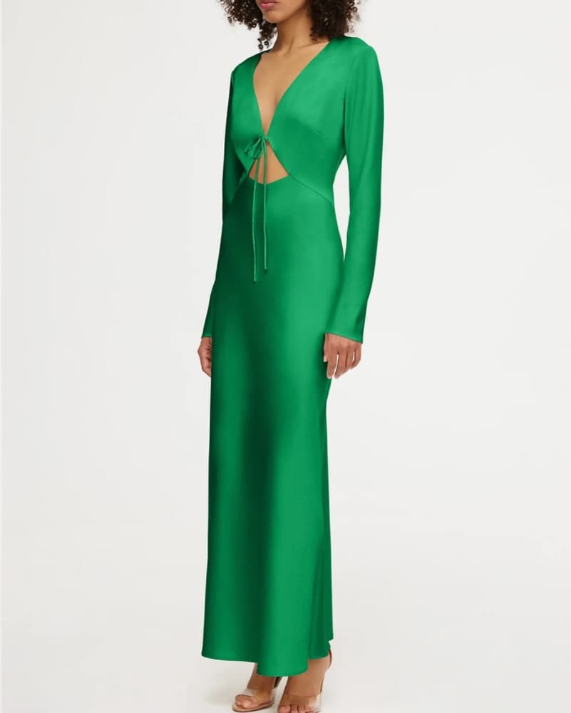 Danika Long Sleeve Emerald Dress  - Image 1
