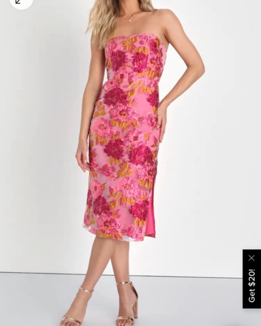 Lulus Pink Floral Jaquard - Image 4
