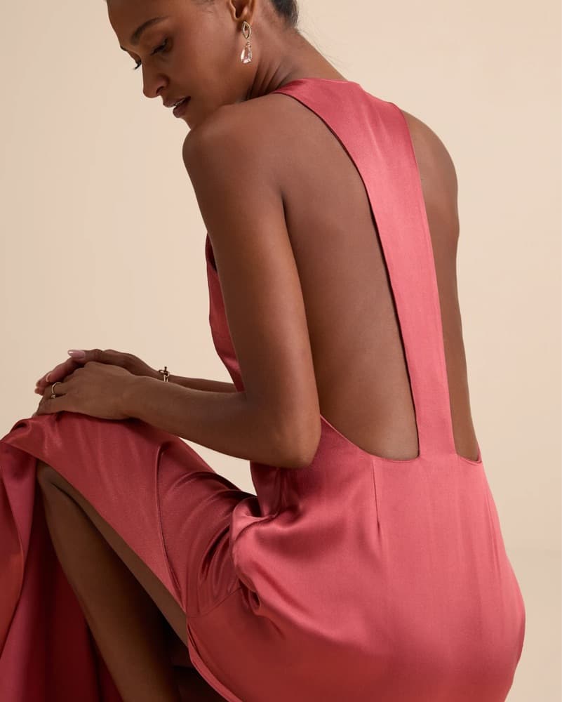 Rusty Rose Satin Dress - Image 3