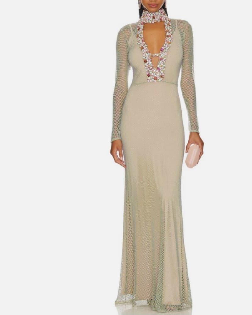 PATBO Rhinestone High Neck Gown Hand - Image 2