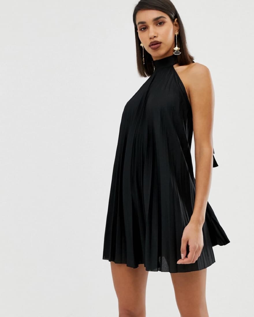 Asos Backless Halter Pleated mini Dress - Image 1