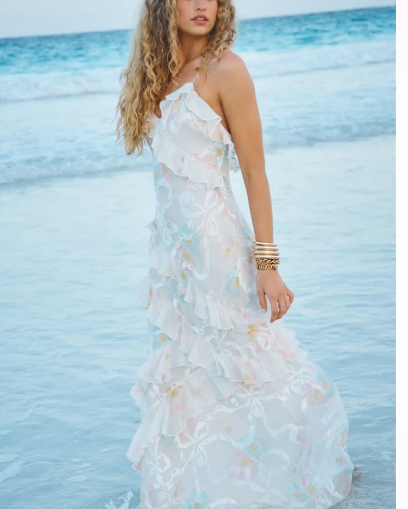 LOVE SHACK FANCY SILK RUFFLE MAXI DRESS - Image 2