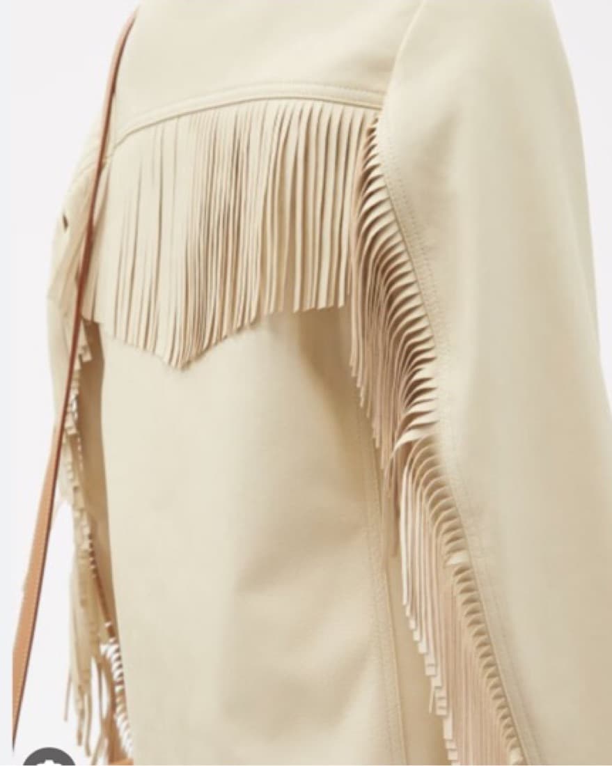NILI LOTAN Cream Fringe Leather Jacket - Image 2