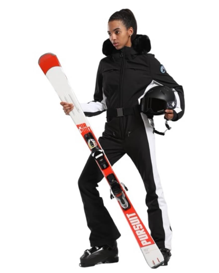 Sleek Ski Suit with Faux Fur Trim - Image 4