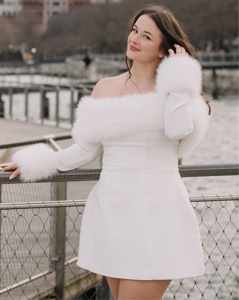 White Long Sleeve Mini Dress - Image 3