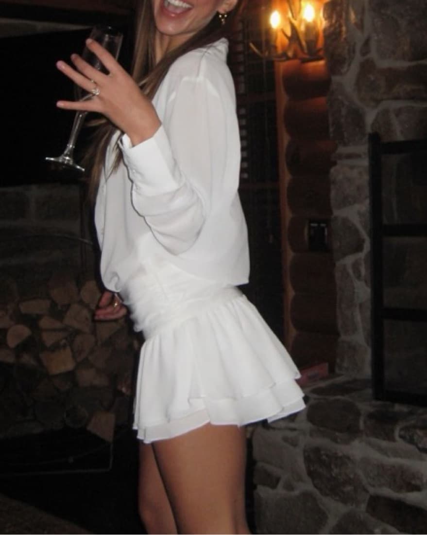 White Long Sleeve Mini dress - Image 4
