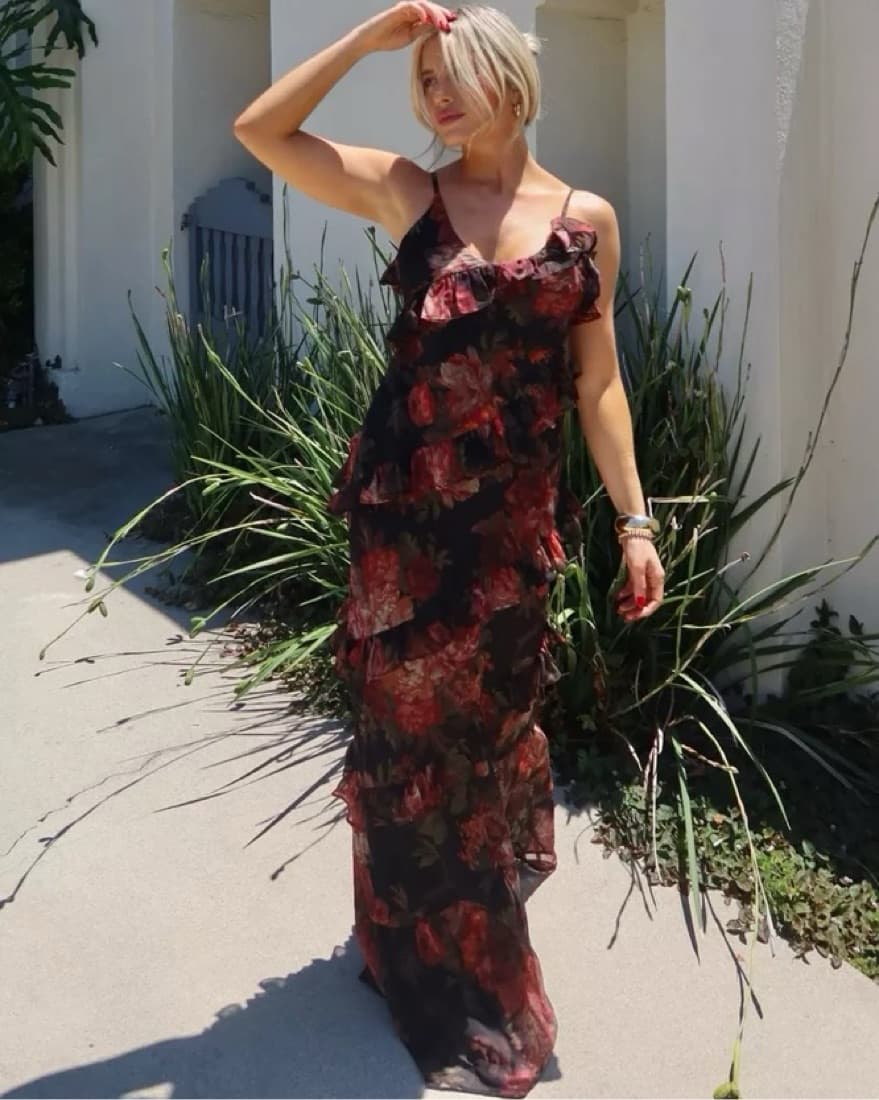 Floral Tiered Ruffle Chiffon Dress  - Image 5