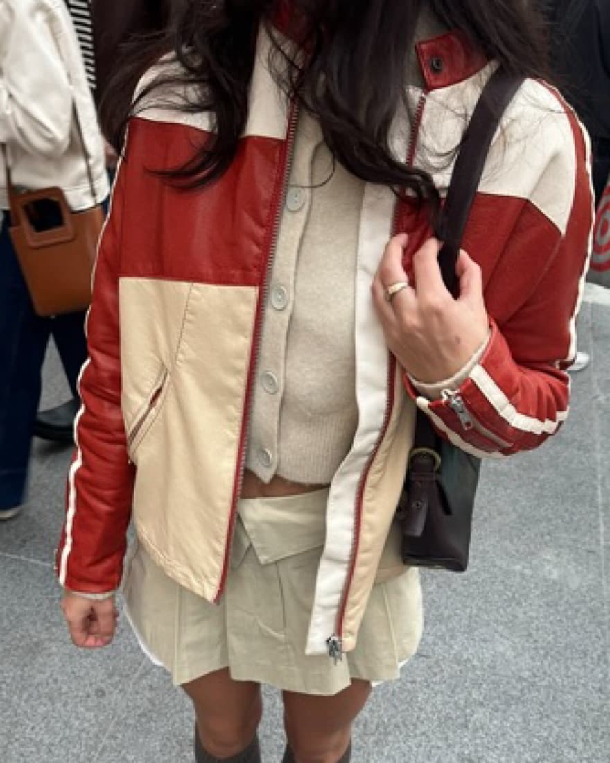 Red And White Leather Jacket - Image 1