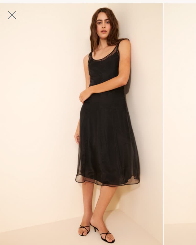 Anouk Black Chiffon Midi Dress - Image 1