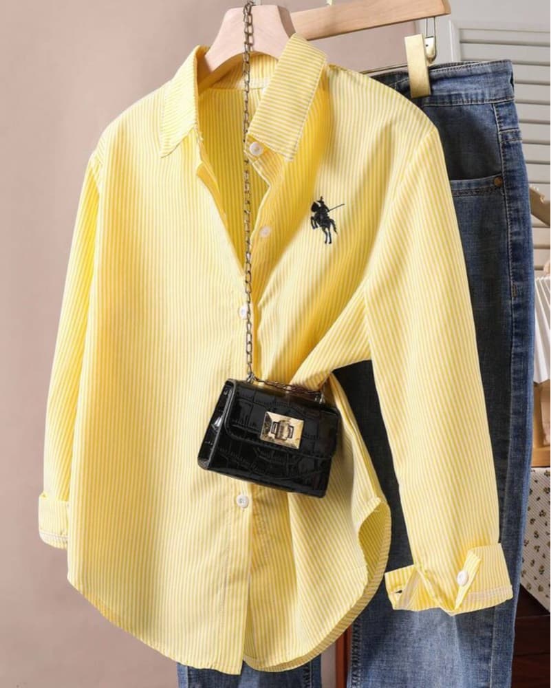  Yellow Striped Polo Shirt - Image 1