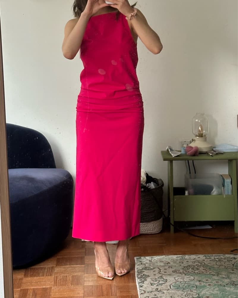 Proenza Fuschia Midi Drop Waist Dress - Image 1
