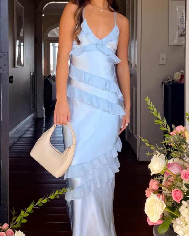 Beginning Boutique Blue Silk Maxi - Image 1