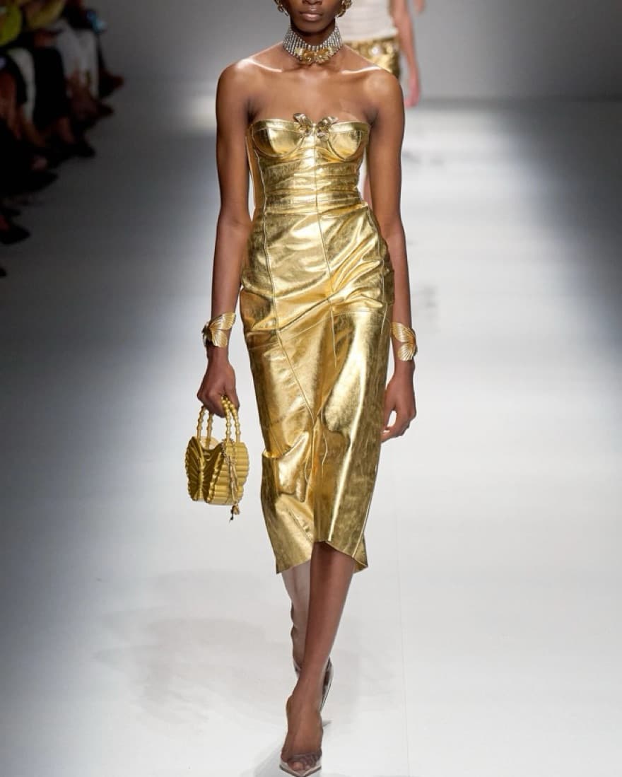 Blumarine Gold Midi Butterfly Dress - Image 1