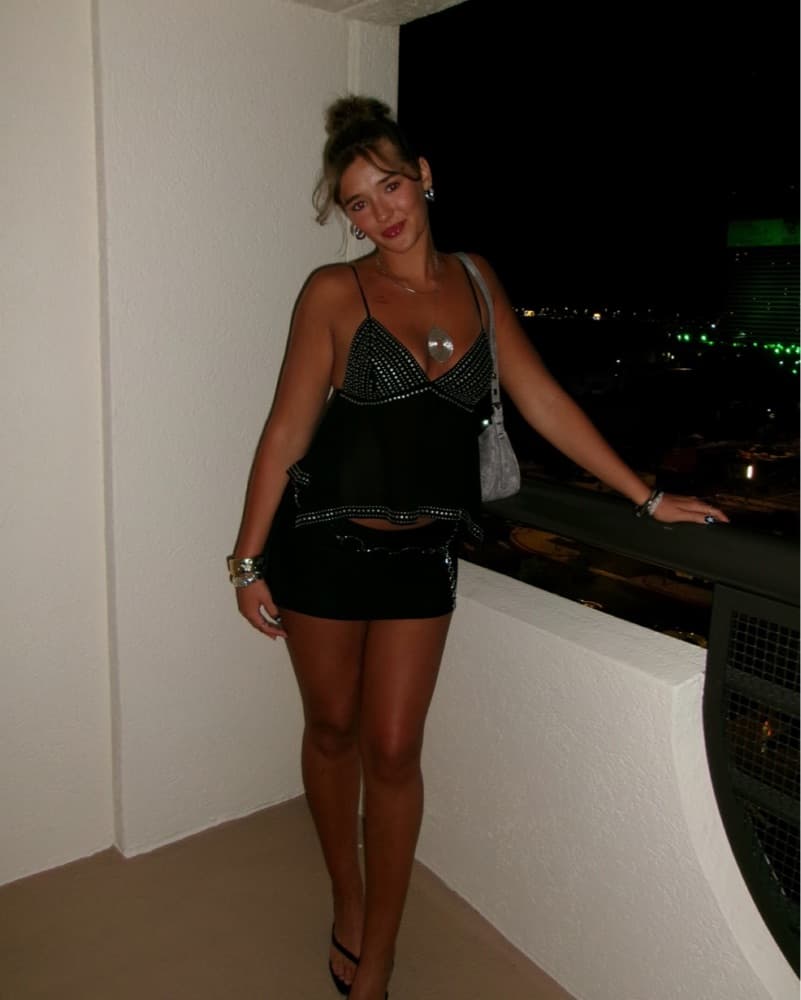 Studded Asymmetric Sheer Baby Doll Top - Image 2