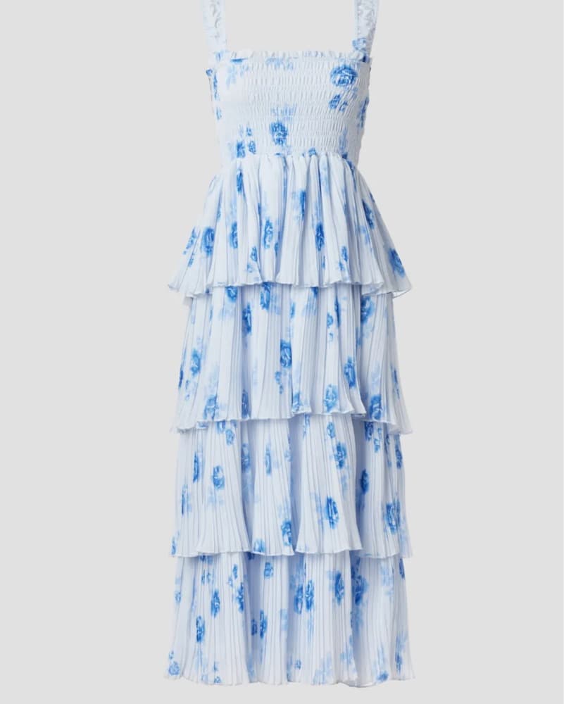 Ganni Pleated Georgette Smock Midi Dress - Image 5