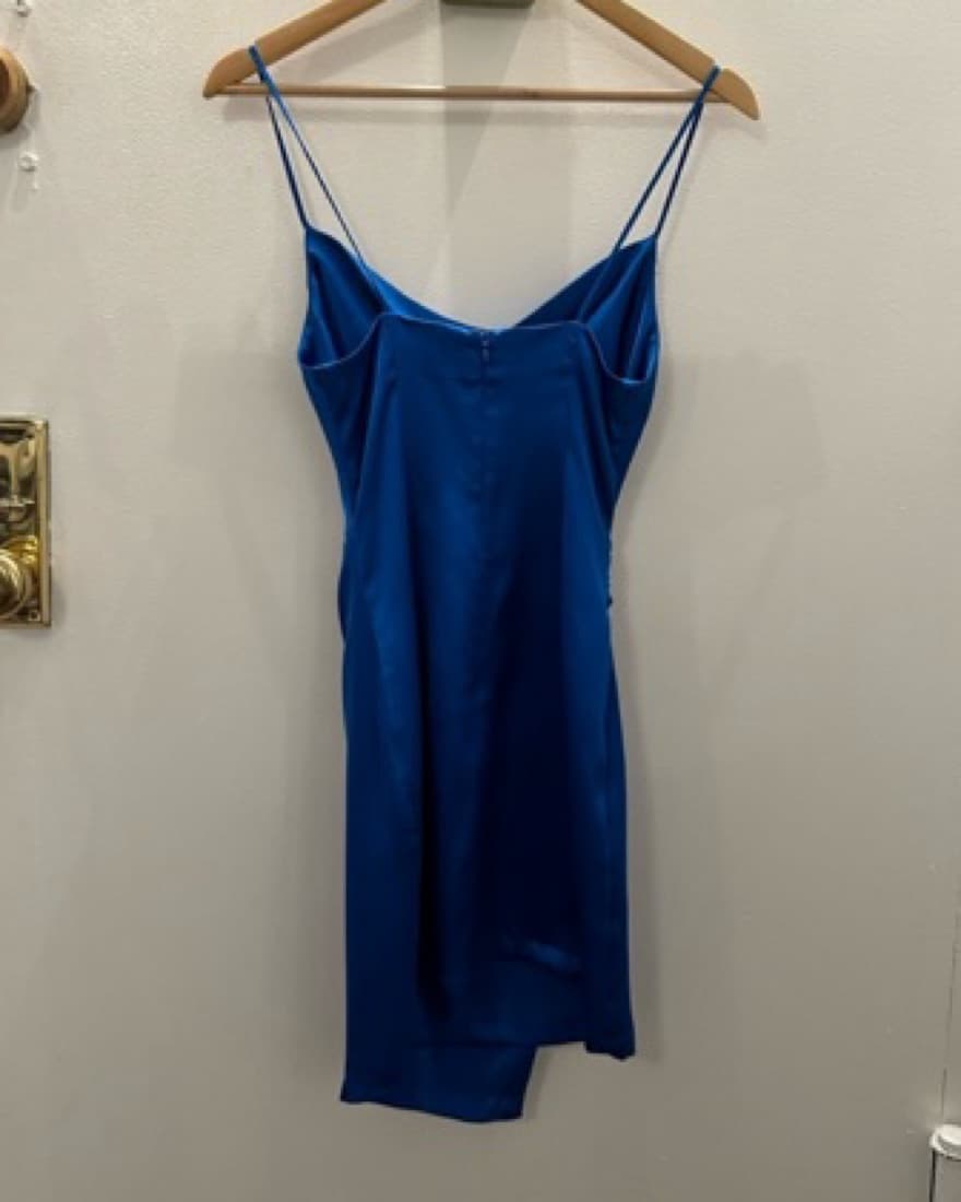 Zara Satin Mini Dress Blue - Image 3