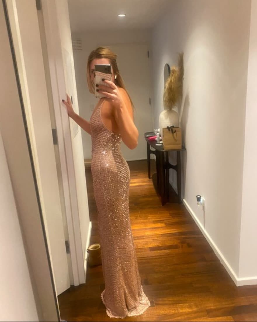 Retrofete Marie Semi Sheer Sequin Gown - Image 3