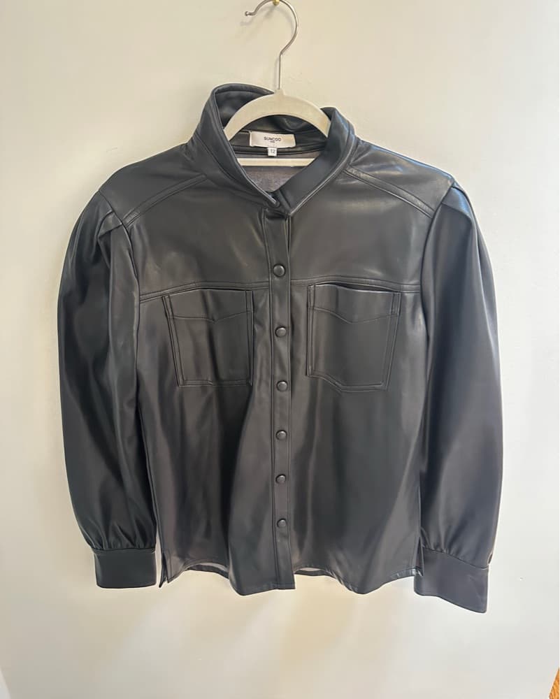 Suncoo Leather Button Up Puff Sleeves - Image 2