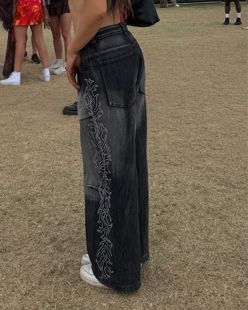 Diamante Western Colossus Jeans in Dark Wash - Image 1