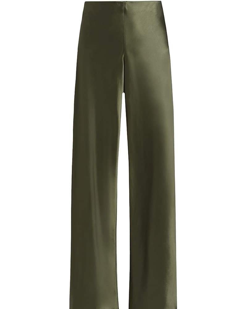 Vince Viral Olive Satin Pants Bias Cut  - Image 3