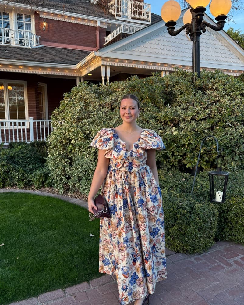 Vibrant Floral Midi Dress - Image 1