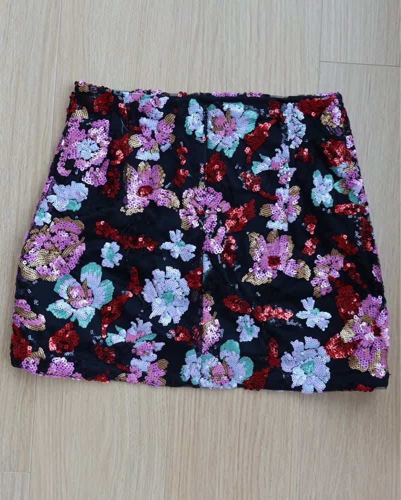 Boutique Floral Sequin Skirt - Image 2